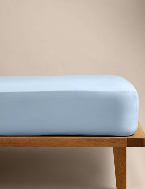 M&S Stay Cool Lyocell Rich Fitted Sheet, Dusty Blue, W: 180 cm, D: 200 cm