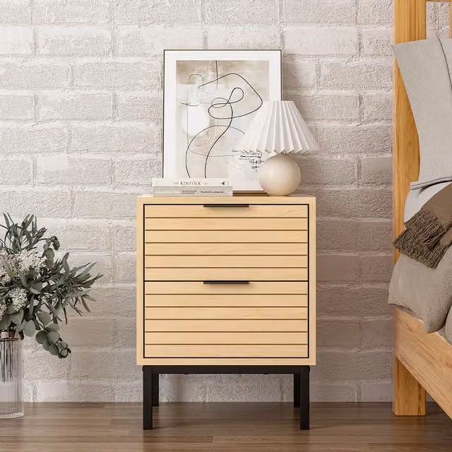 Livingandhome Rustic Wooden Sideboard Cabinet in Brown, Black and Beige