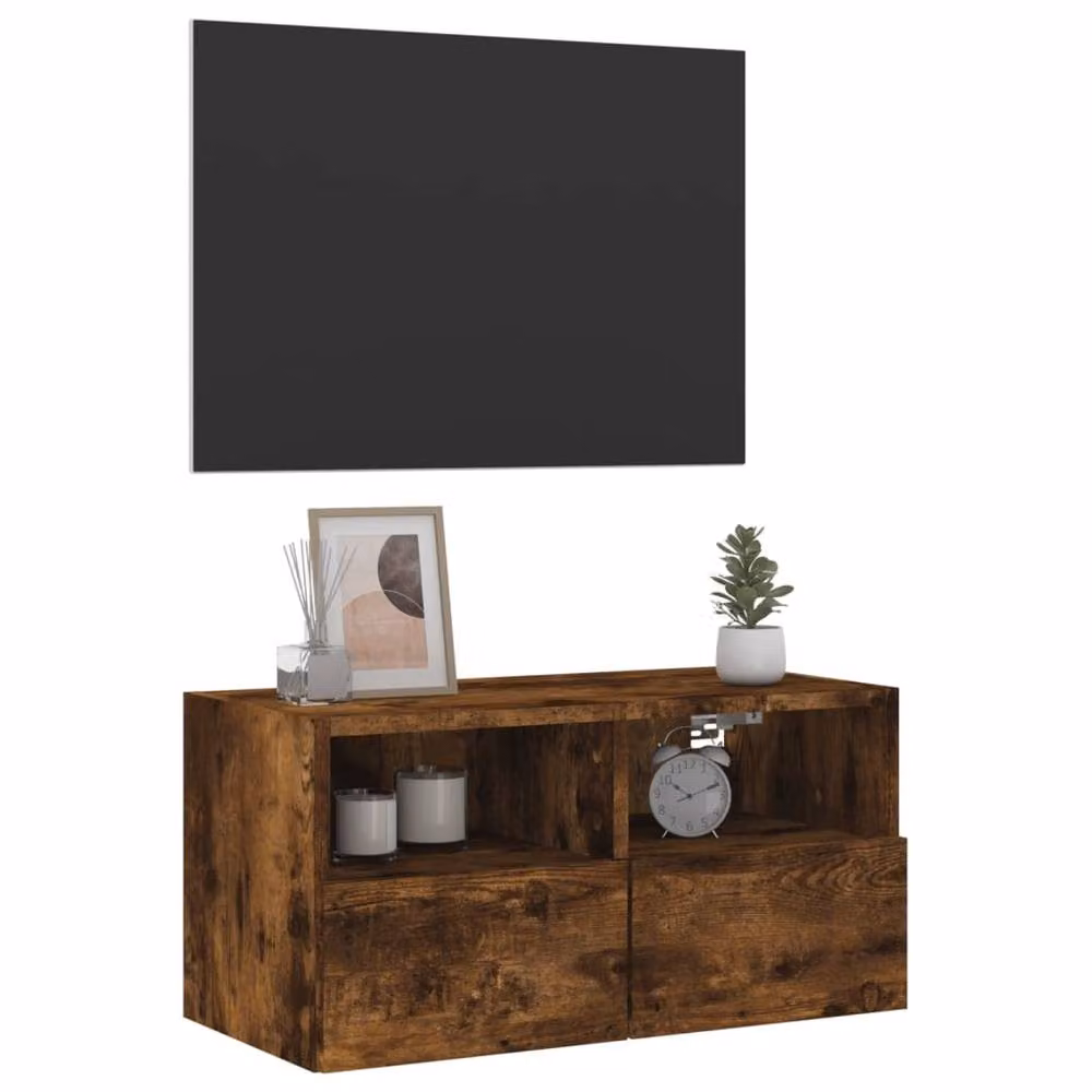 Berkfield Home Modern TV Wall Cabinet in Smoked Oak Brown, W/D/H: 60 x 30 x 30 cm – 4