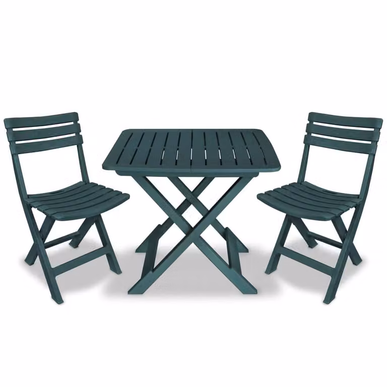 Berkfield Home 3 Piece Folding Bistro Set in Green Plastic