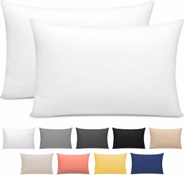 Pamposh Pair of White 300 Thread Count Mako Satin Cotton Sateen Pillow Cases – 1
