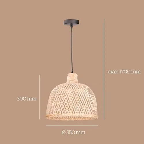 Netlighting Riba Rattan Dome Hanging Pendant Light, Brown, Diameter: 35 cm, E27, 40W – 3