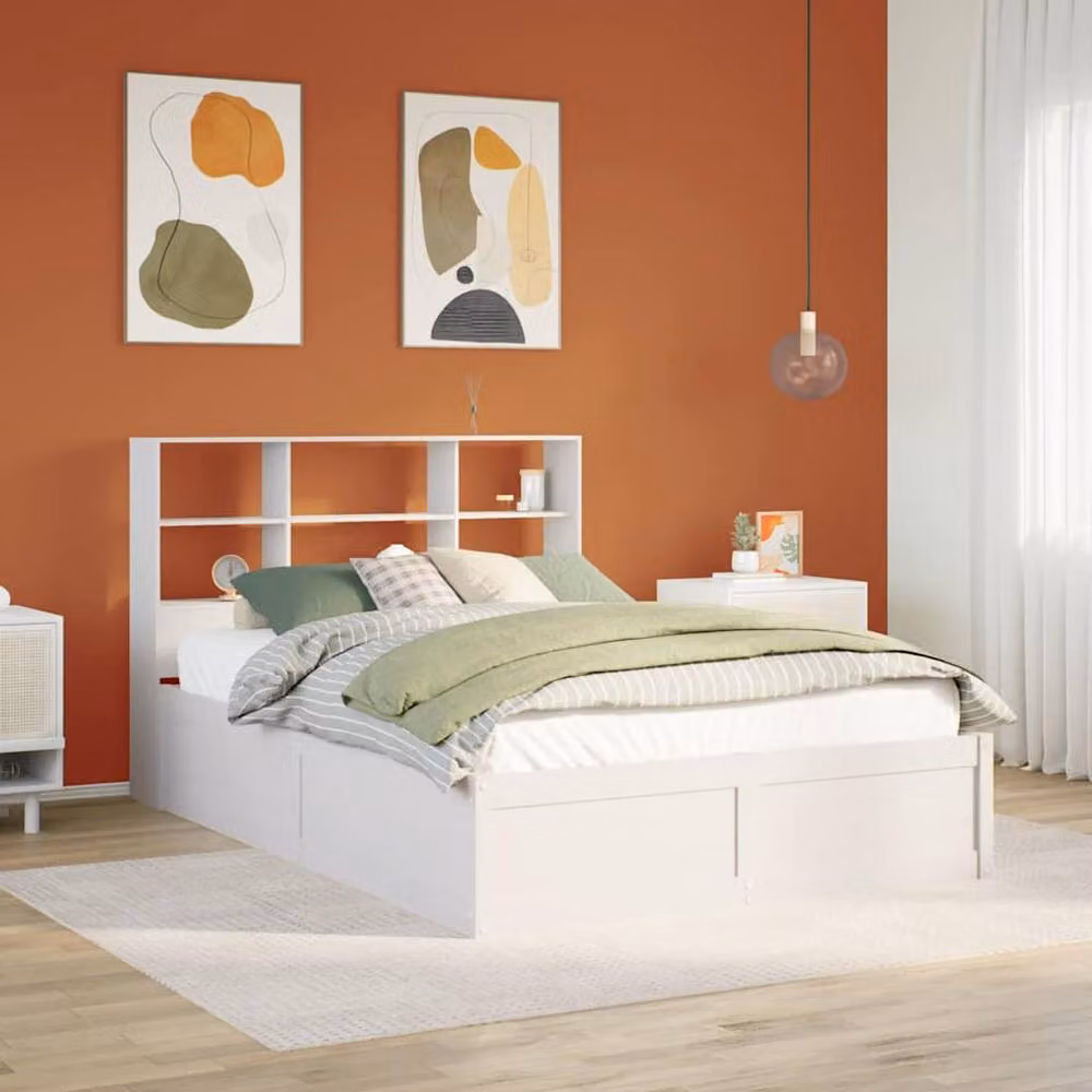 Berkfield Home Beautiful White Solid Wood Pine Bed Frame W/D/H: 160 x 200 x 110 cm – 2