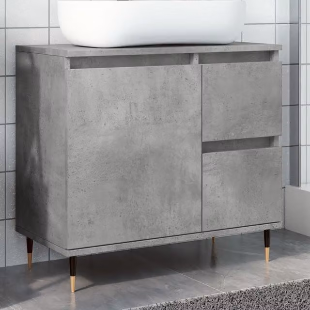 Berkfield Home Bathroom Cabinet in Concrete Grey, W/D/H: 65 x 33 x 60 cm – 1