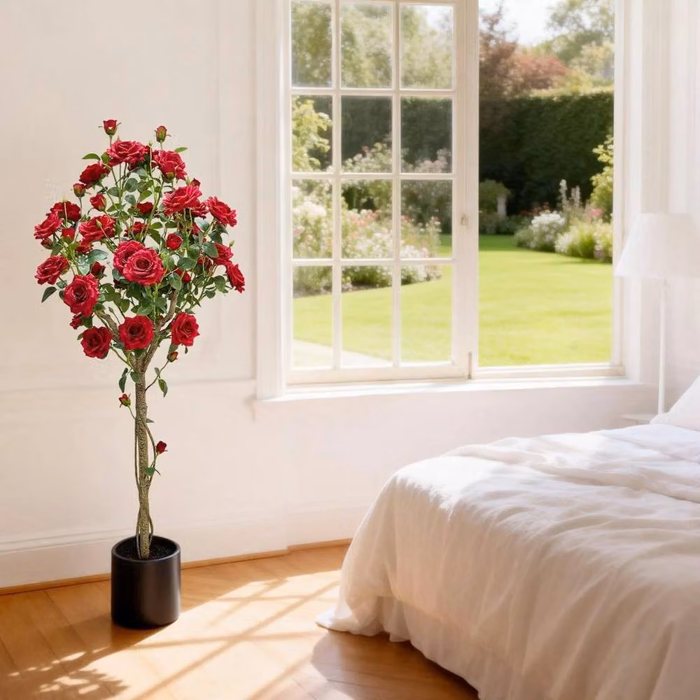 VOGREX 152.4 cm Artificial Rose Tree in Red, Green or Multicolour – 3