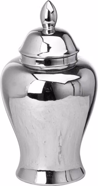 KDMK Modern Round Metal Ginger Jar in Silver