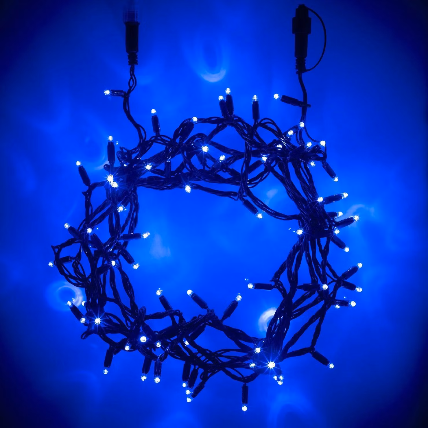 Lights4fun Core Connect Blue Connectable Fairy Lights with Green Cable, 50m