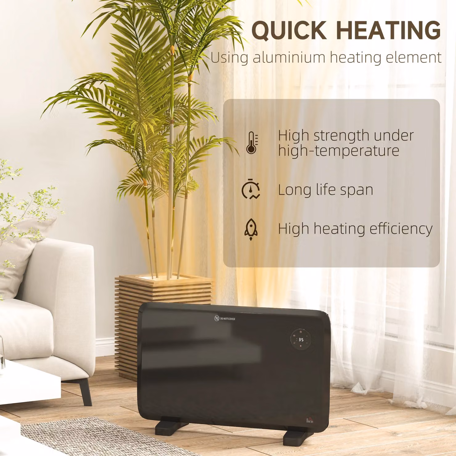 HOMCOM Electric Convector Heater with LED Display and Remote Control, Black – 4