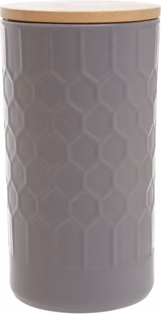 Orsina Maison by Premier Geome Geometric Grey Stoneware Storage Canister with Bamboo Lid, 1.25 l