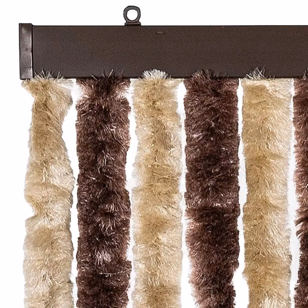 Berkfield Home Chenille Insect Curtain in Beige and Brown, W/H: 118 x 220 cm – 3