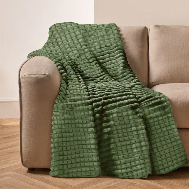 Velosso Thermal Plush Waffle Design Blanket in Green, W/D/H: 125 x 150 cm