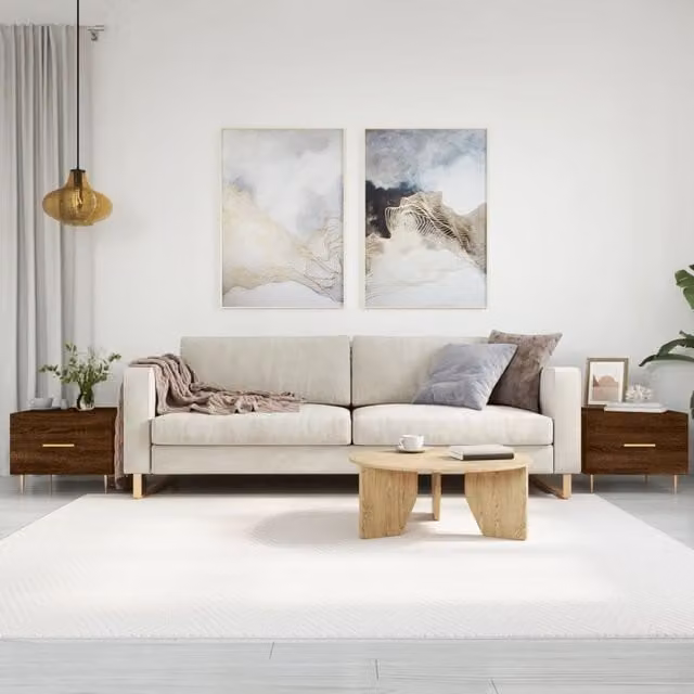 Berkfield Home Set of 2 Brown Oak Coffee Tables, W/D/H: 50 x 50 x 40 cm – 1