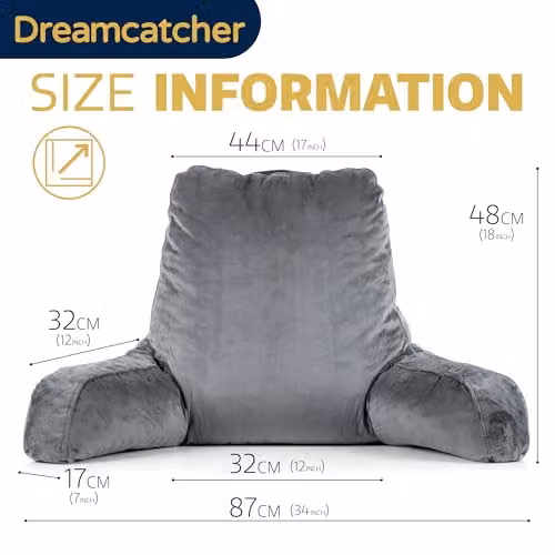 Dreamcatcher Grey Shredded Memory Foam Reading Pillow with Contoured Wedge Support and Removable Washable Velvet Cover – 3