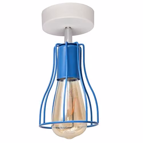 Netlighting Helam Tube Semi Flush Ceiling Light in White and Blue