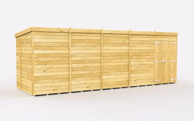 Buttercup Farm Brown Pent Shed with Double Doors and No Window, L589 x W178 x H201 cm
