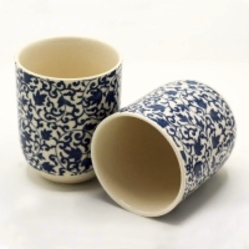 Serenityy Ceramic Tea Cups in Blue Pattern, Set of 6 – 2