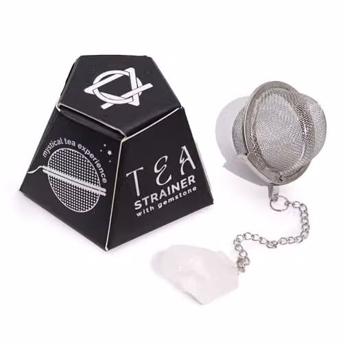 KDMD White Raw Crystal Rock Quartz Gemstone Tea Strainer with Fine Mesh Stainless Steel Sieve – 1