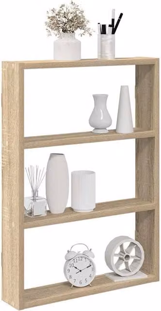 Berkfield Home Sonoma Oak Wall Shelf, Light Brown, W/D/H: 60 x 43 x 9 cm