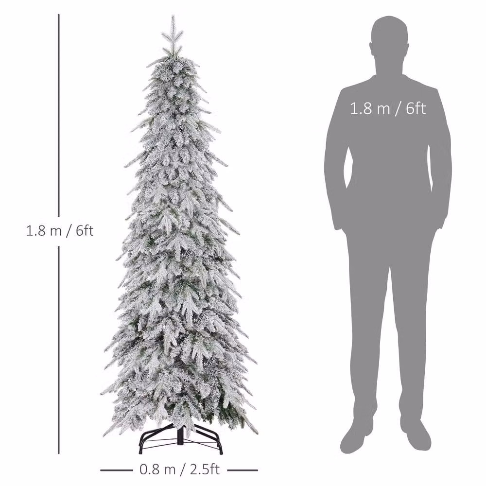 STILVORA 6ft Unlit Artificial Snowy Christmas Tree in Green – 3