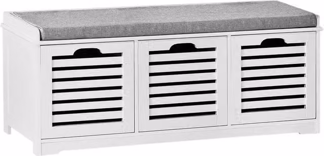 SoBuy Scandinavian Style Slim White Shoe Rack and Entrance Bench – 1