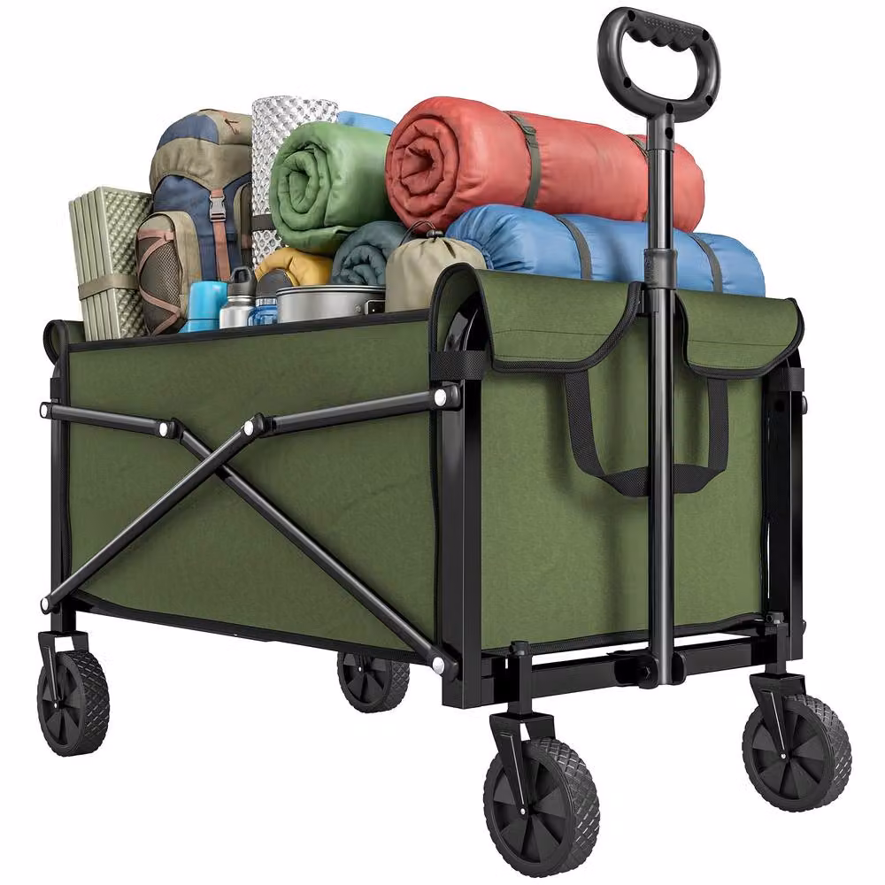 OUTSUNNY 81L Festival Folding Garden Trolley Cart in Green – 2