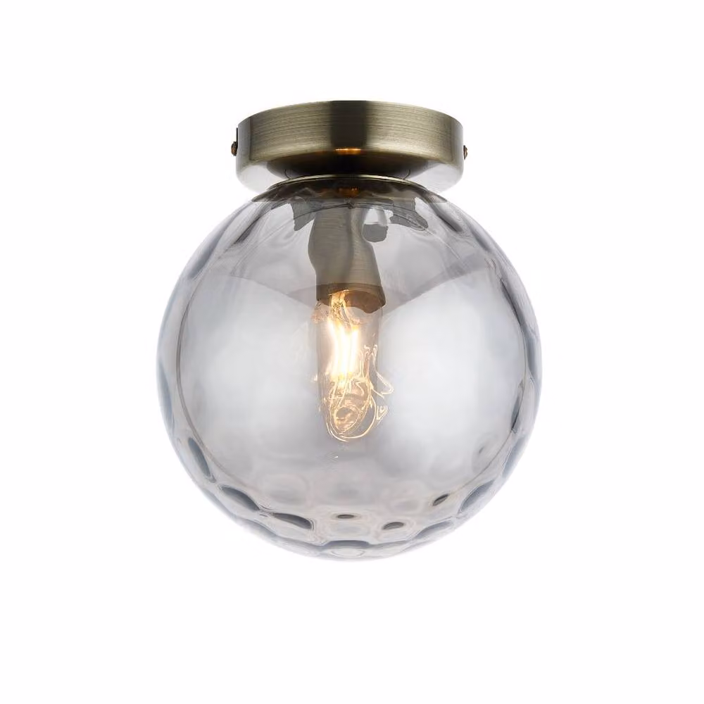 Pagazzi Tamara Gold and Antique Brass Glass Sphere Flush Ceiling Light – 4