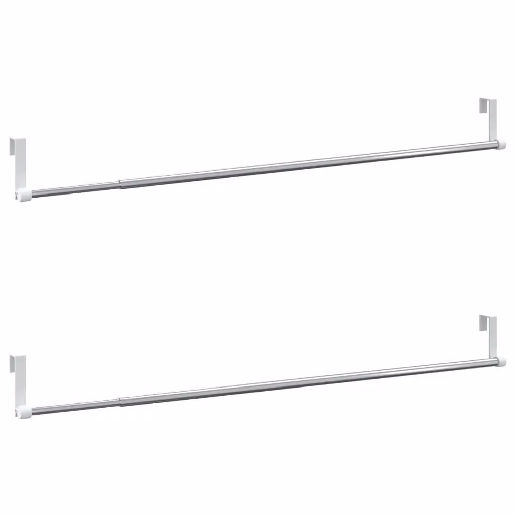 Berkfield Home Aluminium Straight Curtain Rails, 2 Pack, White and Silver, 60-105 cm
