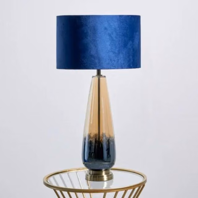 Pagazzi Elena Blue Glass and Metal Modern Table Lamp