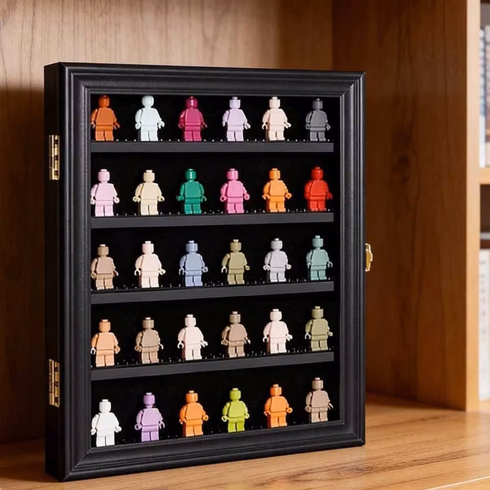 VOGREX Black and Gold Wooden Wall Mount Minifigure Display Frame Collectibles Case W/H/D: 35.0 x 27.94 x 4.60 cm – 3
