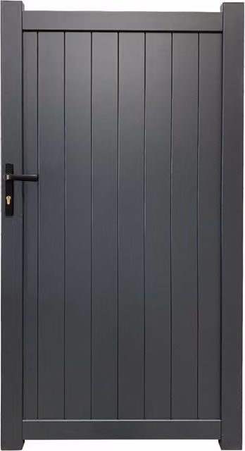 Aluminium Vertical Pedestrian Swing Gate in Anthracite Grey, W: 140 cm, H: 200 cm