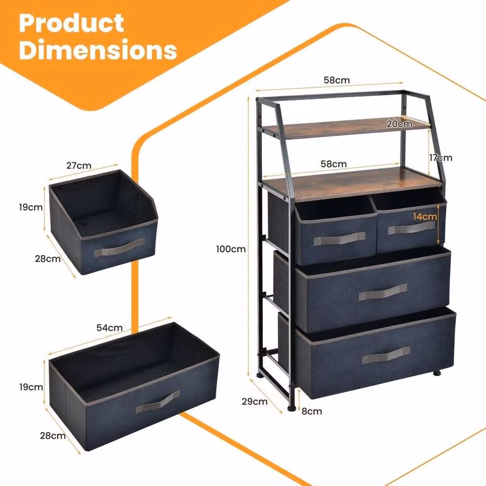 Kelvenix Grey Fabric Storage Organizer Chest of Drawers with Castors – 2
