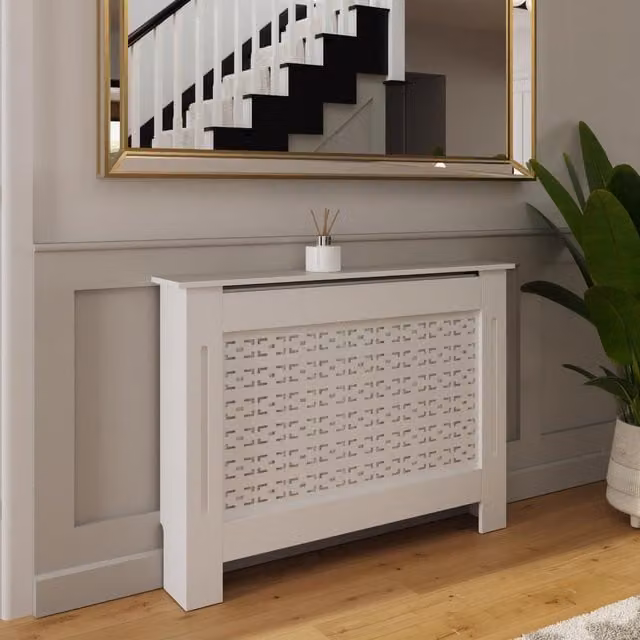 FWStyle Geometric Pattern MDF Radiator Cover in White