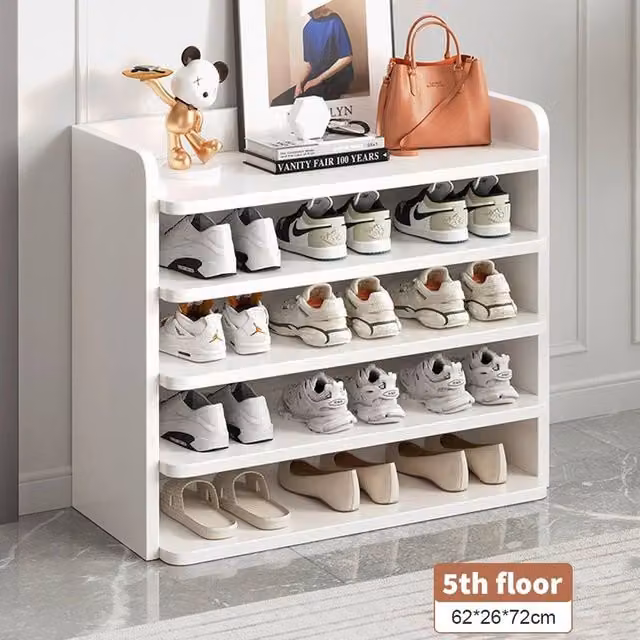 EONLION 5 Tier White MDF Shoe Cabinet Storage Cupboard