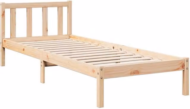 Berkfield Home Decorative Extra Long Solid Pine Bed Frame in Beige, W/D/H: 100 x 210 x 69.5 cm – 1