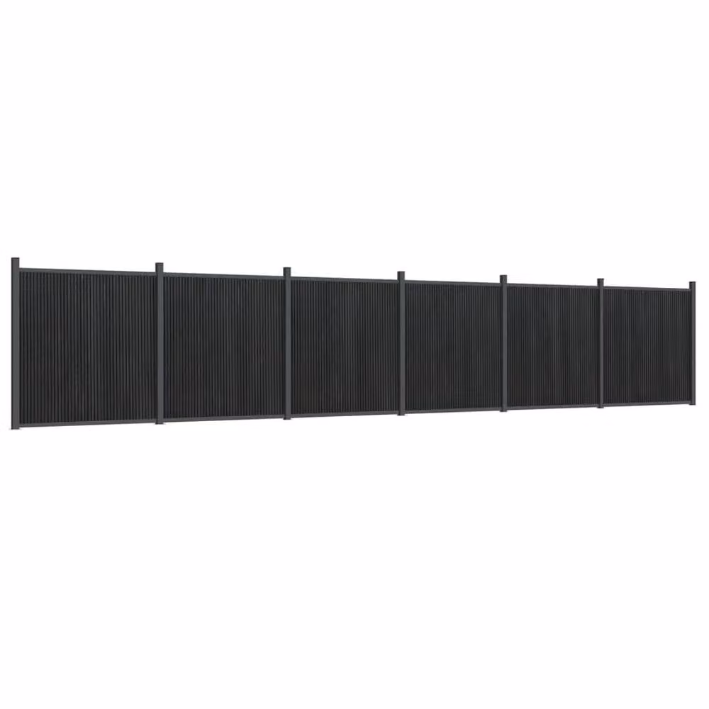 Berkfield Home Durable WPC and Aluminium Fence Panel, Grey, W: 1045 cm, H: 186 cm – 2