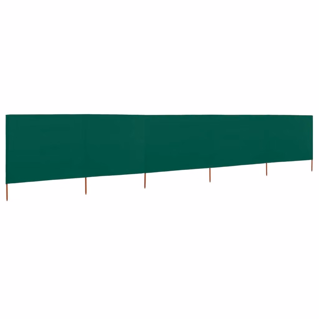 Berkfield Home 5-Panel Fabric Wind Screen Paravent, Green, W: 600 cm, H: 160 cm – 2