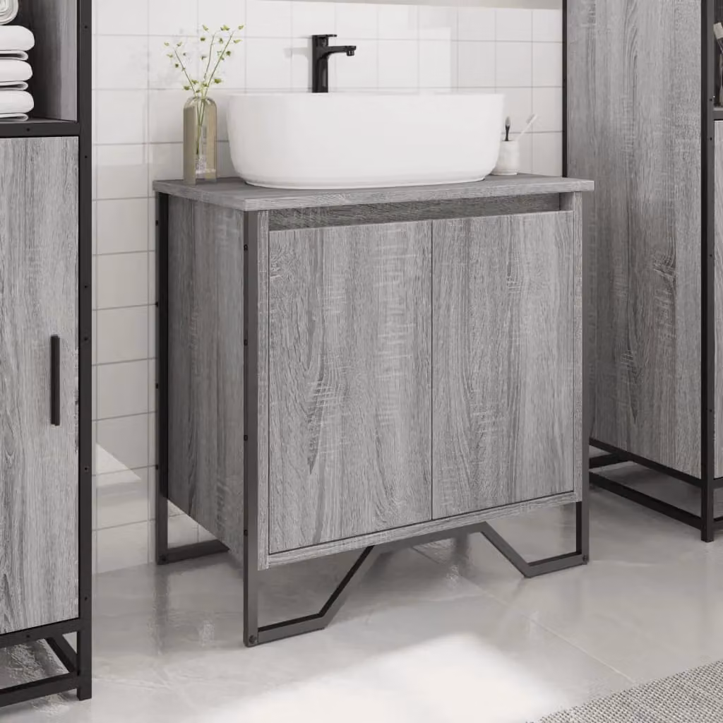 Berkfield Home Grey Sonoma Bathroom Sink Cabinet W/D/H: 60 x 35 x 60 cm – 3
