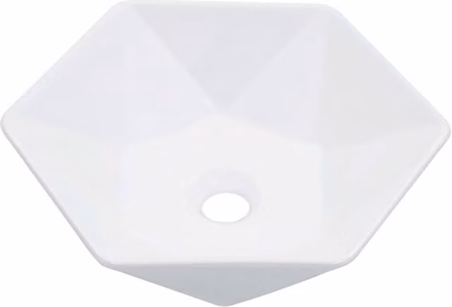 Berkfield Home Asymmetric Ceramic Countertop Wash Basin, White, W: 41 cm, D: 36.5 cm, H: 12 cm