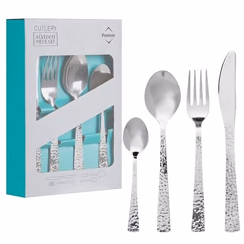 Premier Housewares 16 Piece Polished Stainless Steel Cutlery Set in Silver – 1