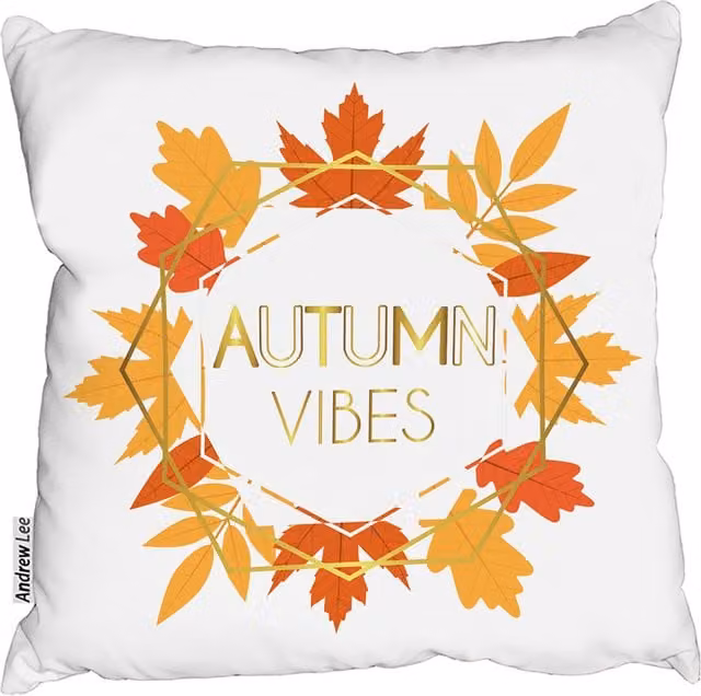 Andrew Lee Autumn Vibes Orange Square Cushion, W/D/H: 45 x 45 x 1 cm