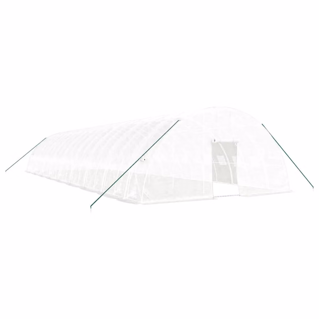 Berkfield Home Steel Frame Greenhouse in White, W/D/H: 6.0 x 18 x 2.85 m – 2