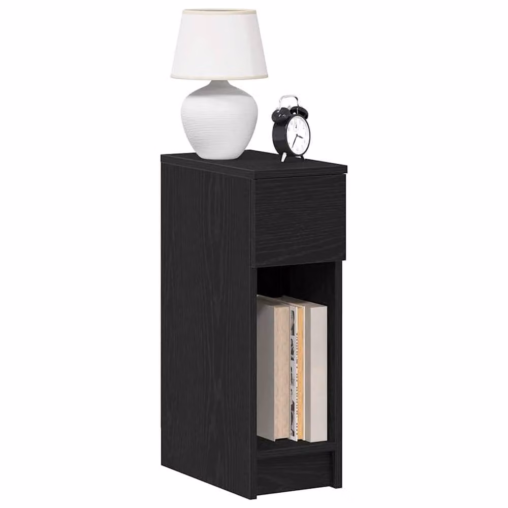 Berkfield Home Durable Bedside Cabinets with Drawer, 2 Pack, Black Oak, W/D/H: 20 x 36 x 60 cm – 1