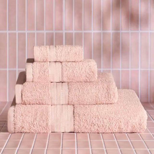 OHS 10 Pack of Fluffy 100% Cotton Pink Bath Towels