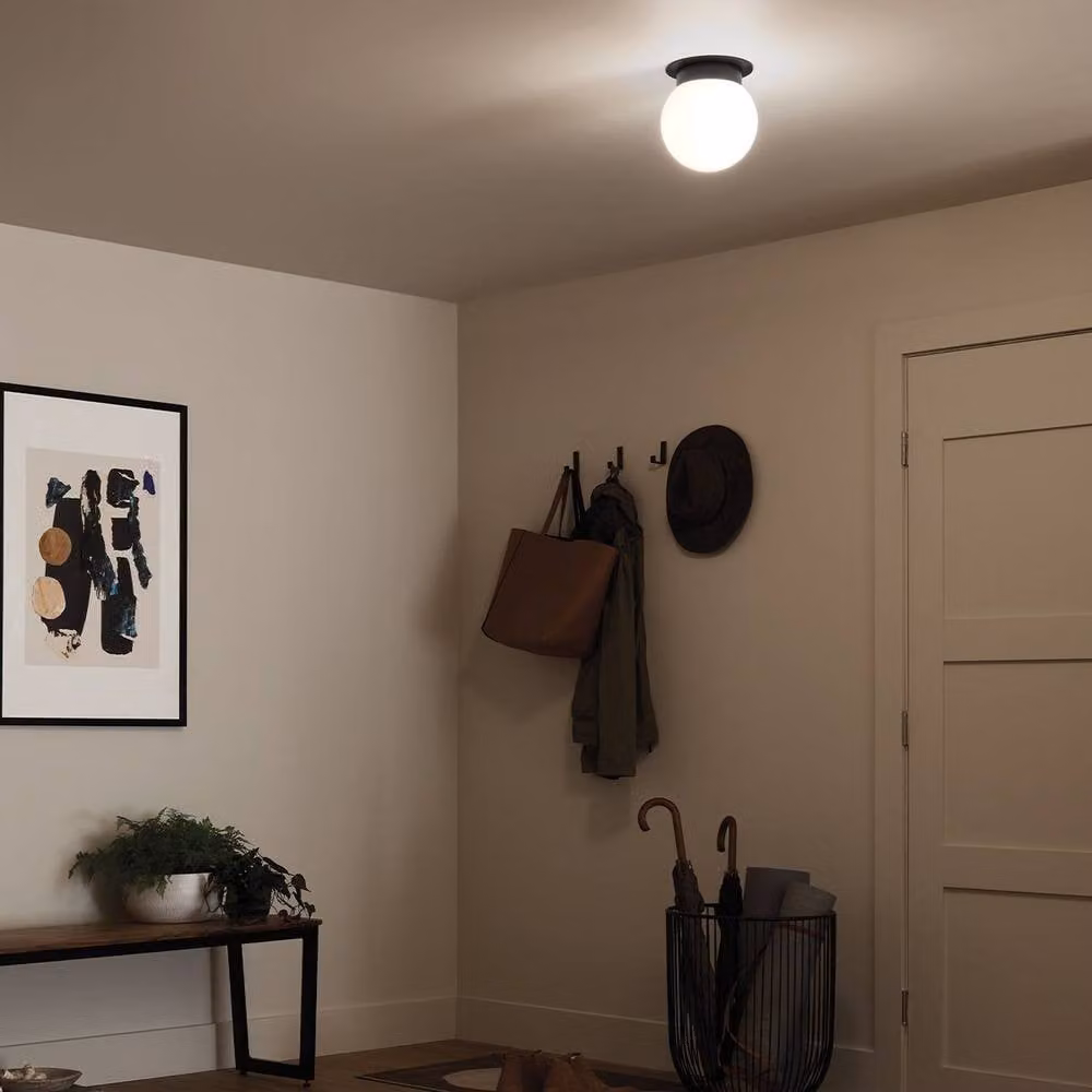 Kichler Albers Globe Ceiling Light in Black with Glass and Metal Sphere Design, E27 – 3