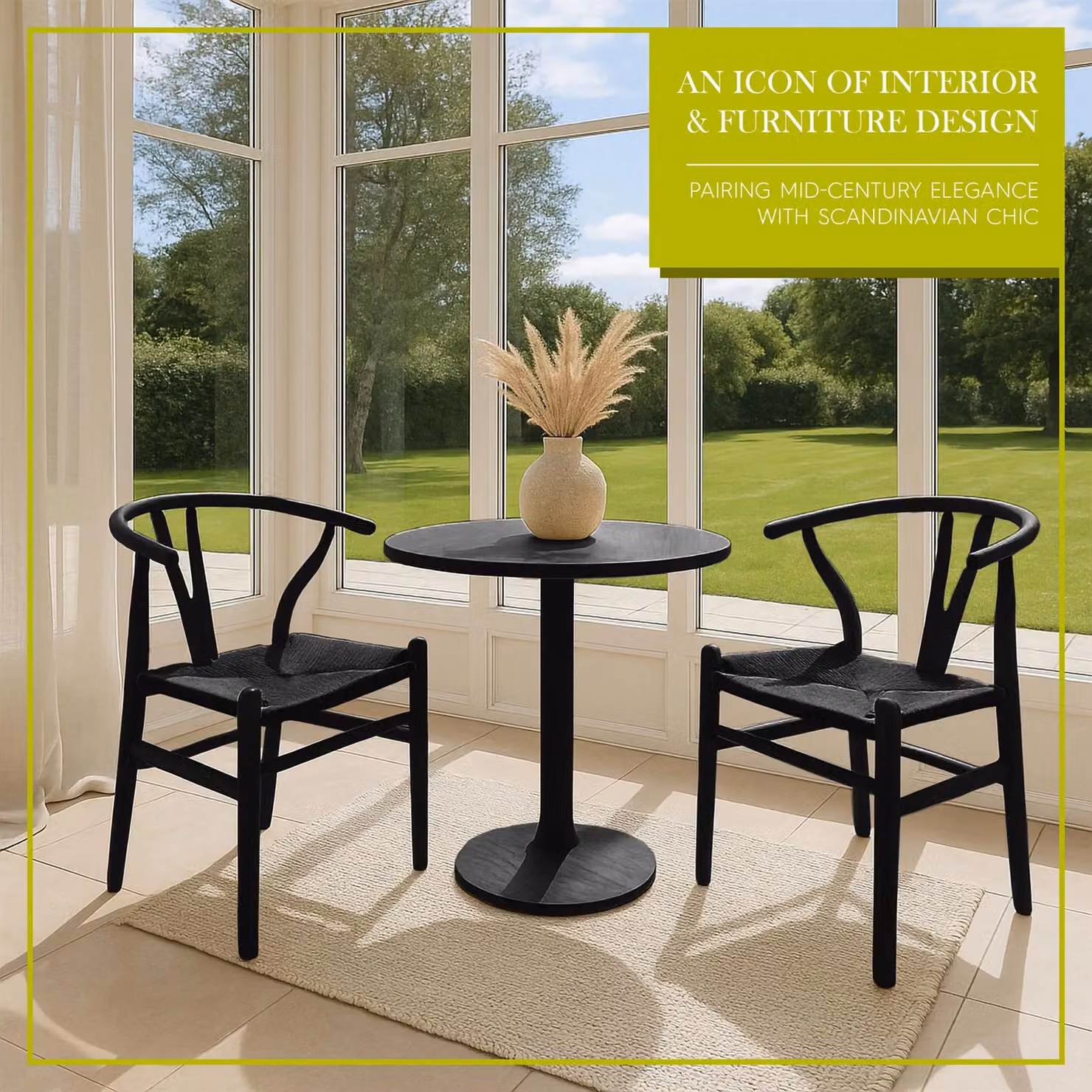 Nicholas Winter Set of 6 Black Scandi Style Beech Wood Dining Chairs – 2