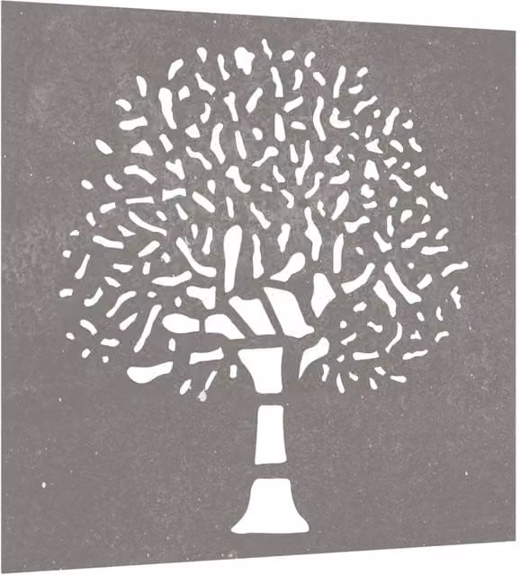 Berkfield Brown Floral Tree Metal Wall Decoration, W/H: 55 x 55 cm