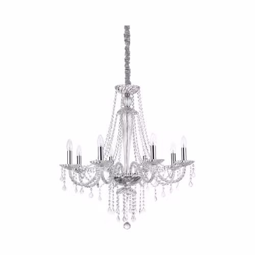 Ideal Lux AMADEUS SP8-168777 Suspended Crystal Pendant Light in Transparent and Chrome