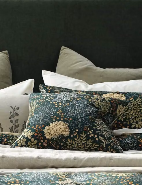MM Linen Limetta Square Floral Cotton Cushion in Green Mix
