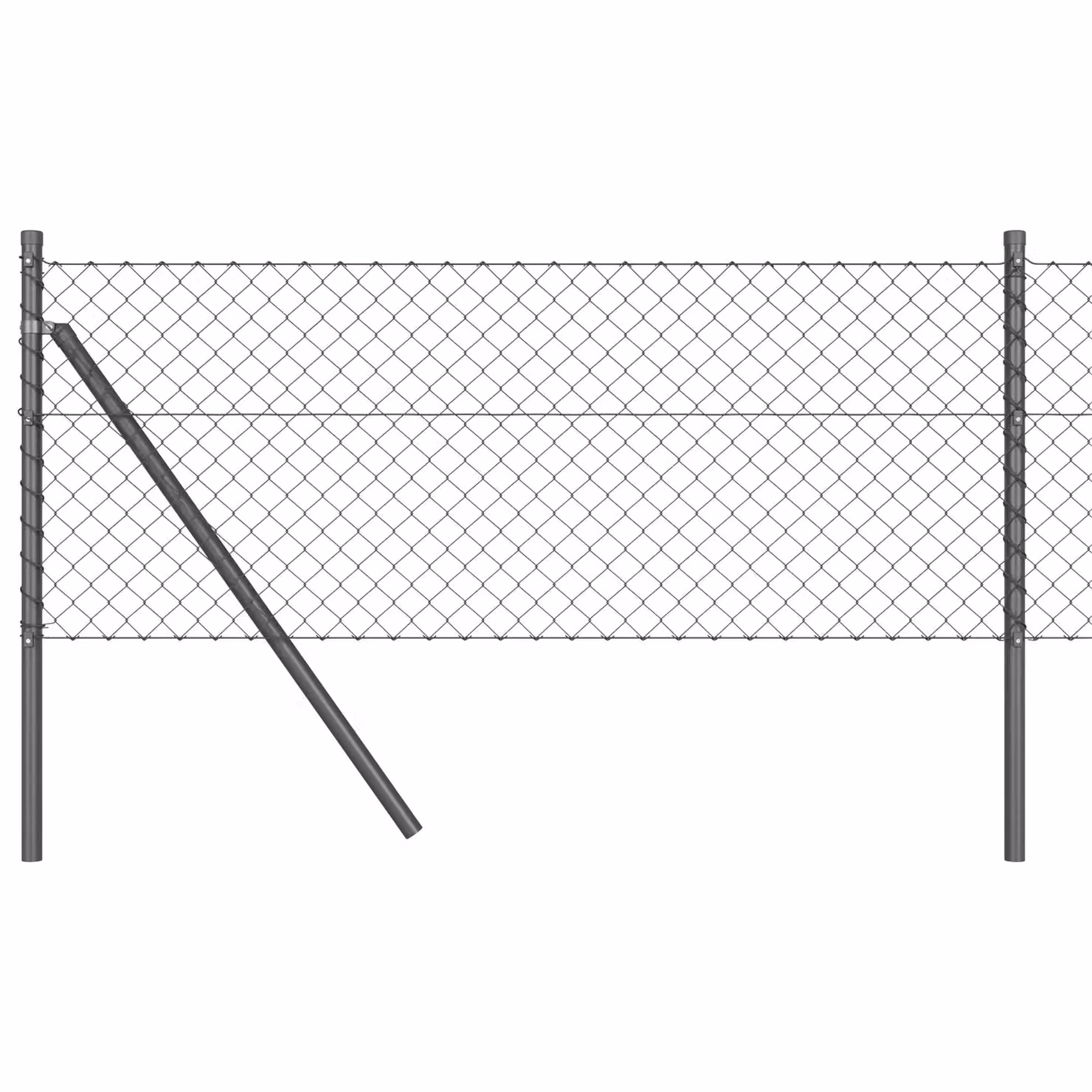 Berkfield Home Grey Galvanised Steel Chain Link Fence with 13 Posts, 0.4 x 25 m – 2