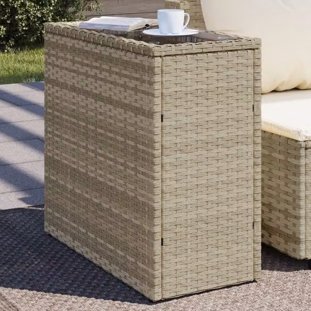 Berkfield Home Garden Side Table with Glass Top in Light Grey, W/D/H: 58 x 27.5 x 55 cm – 1